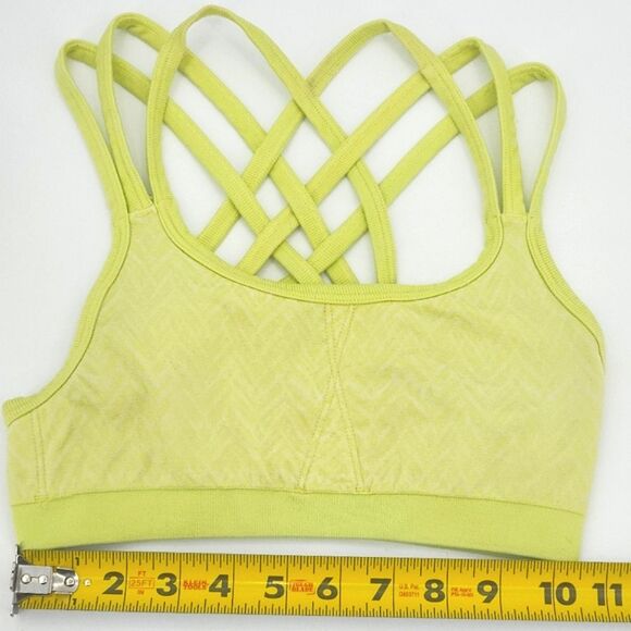 Athleta Sports Bra Size Small Womens Green Yellow Strappy Criss-cross Activewear - Picture 4 of 5